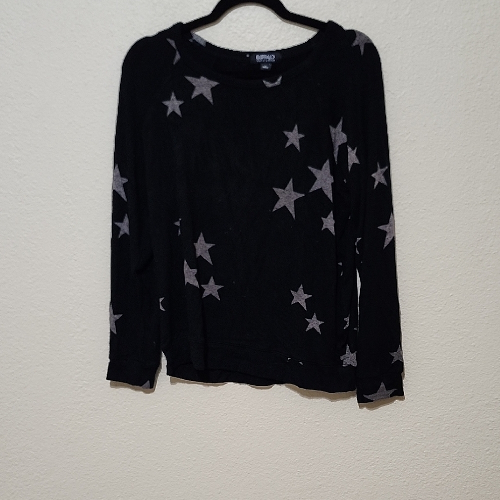 Buffalo David Bitton Black and Gray Star Long Sleeve Tee